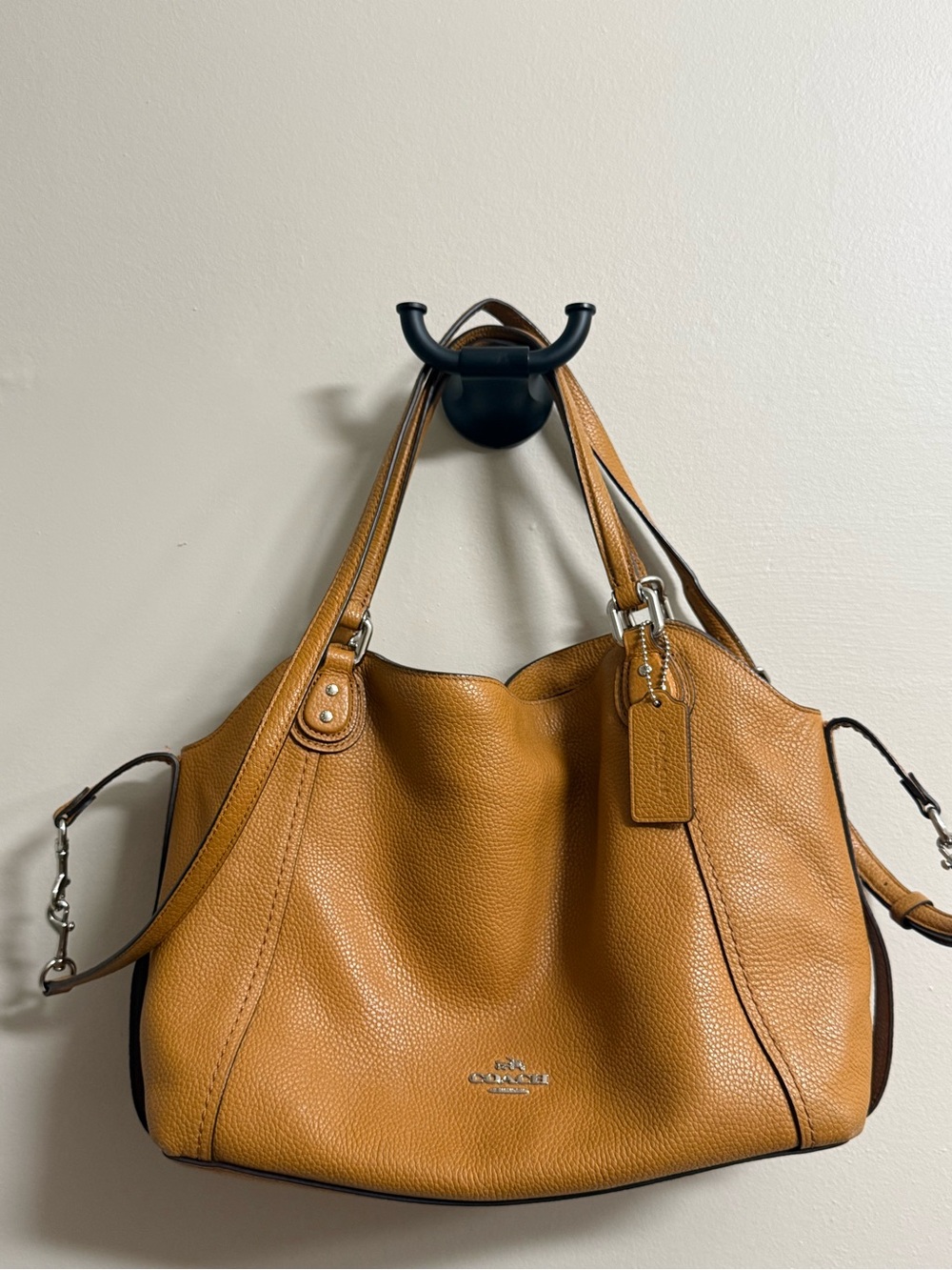 Coach Pebbled Leather Shoulder Bag in Saddle Brown